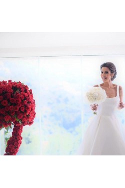 A-Line Long Satin Wedding Dresses Bridal Gowns 903417