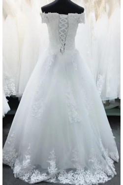 A-Line Lace Off the Shoulder Wedding Dresses Bridal Gowns 903439