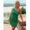 Short Sparkle Sequin One Shoulder Green Tight Prom Dress Homecoming Graduation Dresses 904002