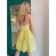Short Yellow Lace Prom Dress Homecoming Graduation Dresses 904009
