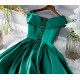 Short Green Satin Prom Dress Homecoming Graduation Dresses 904010