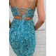 Short/Mini Blue Two Pieces Sequins Tight Prom Dresses Homecoming Dresses 904049