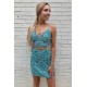 Short/Mini Blue Two Pieces Sequins Tight Prom Dresses Homecoming Dresses 904049