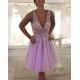 Short/Mini Beaded V Neck Tulle Prom Dresses Homecoming Dresses 904060