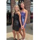 Short/Mini Black Strapless Sequins Prom Dresses Homecoming Dresses 904074