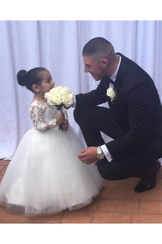 Lace and Tulle Long Sleeves Floor-Length Flower Girl Dresses 905002 Lace and Tulle Long Sleeves Floor-Length Flower Girl Dresses 905002