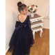 Lace and Tulle Long Sleeves Navy Blue Floor-Length Flower Girl Dresses 905004 Lace and Tulle Long Sleeves Navy Blue Floor-Length Flower Girl Dresses 905004