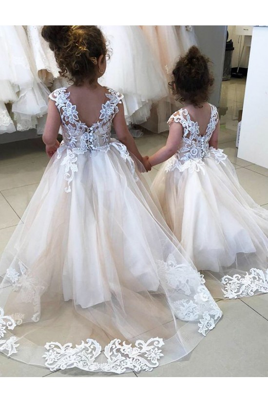 A-Line Lace and Tulle Floor-Length Flower Girl Dresses 905010 A-Line Lace and Tulle Floor-Length Flower Girl Dresses 905010
