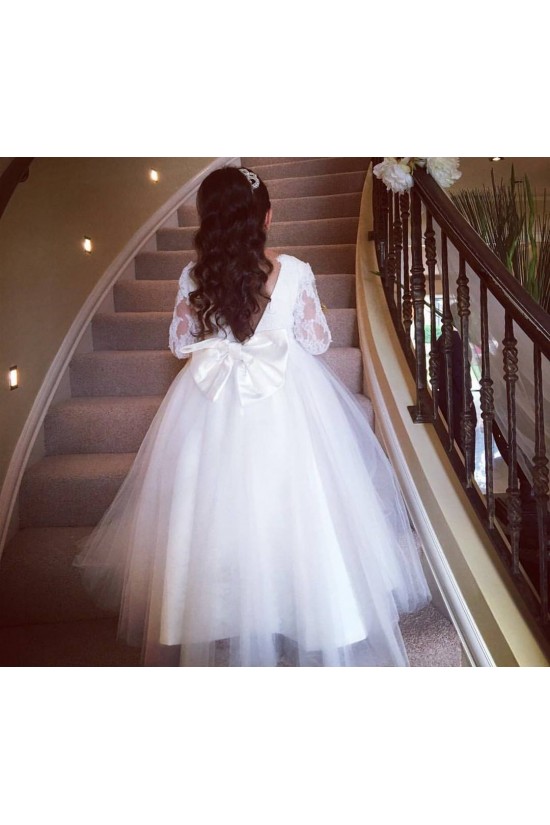 Lace and Tulle Long Sleeves Flower Girl Dresses 905014 Lace and Tulle Long Sleeves Flower Girl Dresses 905014