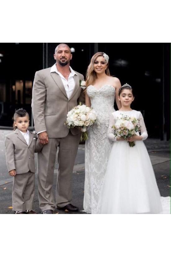 Lace and Tulle Long Sleeves Flower Girl Dresses 905014 Lace and Tulle Long Sleeves Flower Girl Dresses 905014