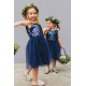 Navy Blue Sequin and Tulle Knee Length Flower Girl Dresses 905021 Navy Blue Sequin and Tulle Knee Length Flower Girl Dresses 905021