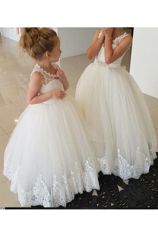 Lace and Tulle Floor Length Flower Girl Dresses 905022 Lace and Tulle Floor Length Flower Girl Dresses 905022