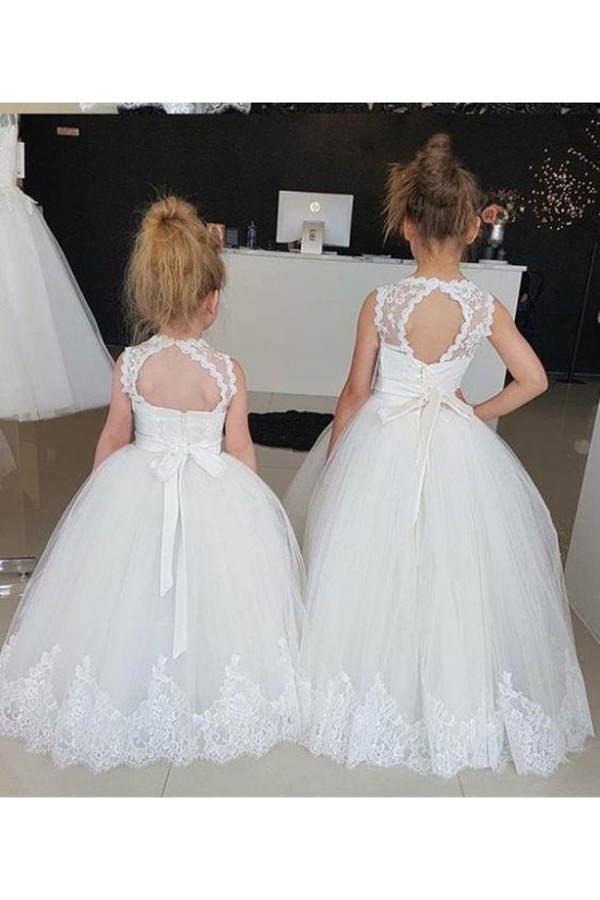 Lace and Tulle Floor Length Flower Girl Dresses 905022 Lace and Tulle Floor Length Flower Girl Dresses 905022