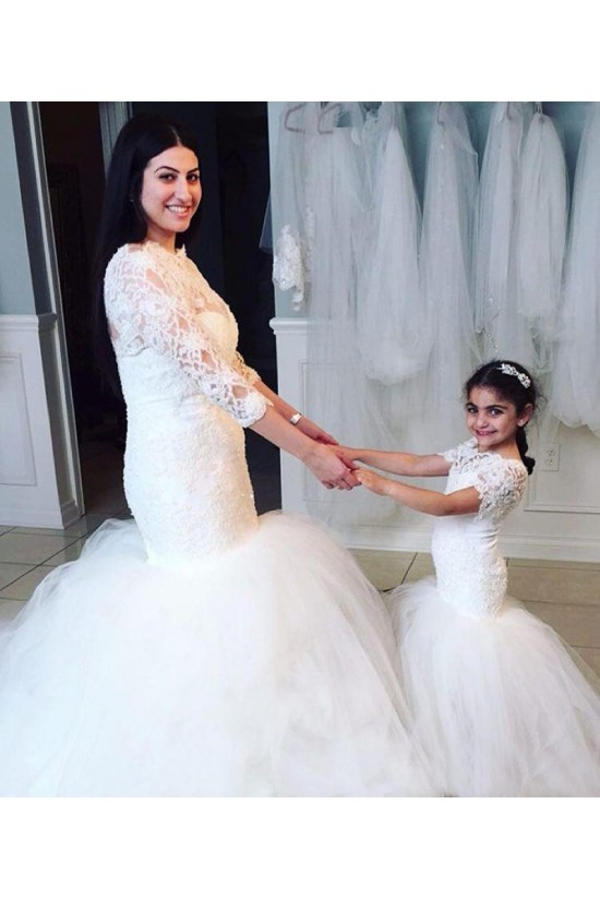 Mermaid Lace and Tulle Flower Girl Dresses 905048 Mermaid Lace and Tulle Flower Girl Dresses 905048