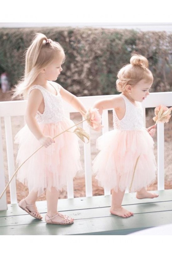 Short Lace and Tulle Knee Length Flower Girl Dresses 905071 Short Lace and Tulle Knee Length Flower Girl Dresses 905071