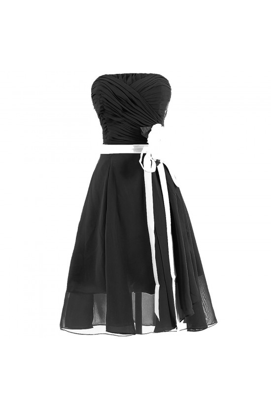 A-Line Strapless Short Chiffon Black Bridesmaid Dresses/Wedding Party Dresses BD010010 A-Line Strapless Short Chiffon Black Bridesmaid Dresses/Wedding Party Dresses BD010010