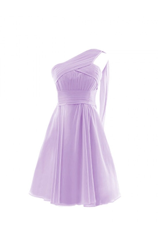 A-Line One-Shoulder Black Short Chiffon Bridesmaid Dresses/Wedding Party Dresses BD010017