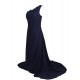 A-Line One-Shoulder Navy Blue Long Chiffon Bridesmaid Dresses/Wedding Party Dresses BD010021 A-Line One-Shoulder Navy Blue Long Chiffon Bridesmaid Dresses/Wedding Party Dresses BD010021