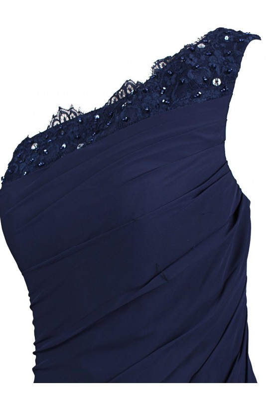 A-Line One-Shoulder Navy Blue Long Chiffon Bridesmaid Dresses/Wedding Party Dresses BD010021 A-Line One-Shoulder Navy Blue Long Chiffon Bridesmaid Dresses/Wedding Party Dresses BD010021