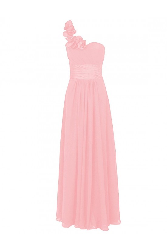 A-Line Navy Blue One-Shoulder Long Chiffon Bridesmaid Dresses/Wedding Party Dresses BD010022