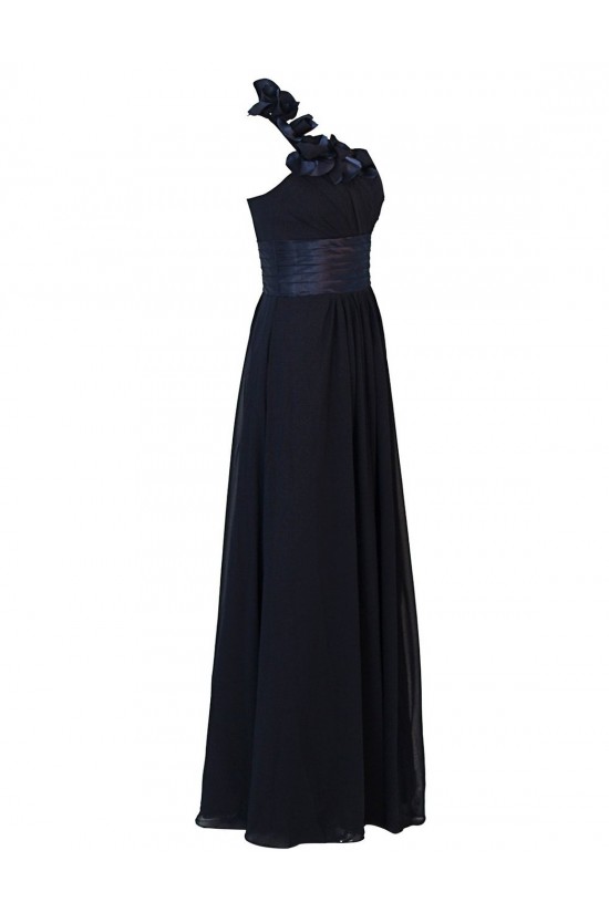 A-Line Navy Blue One-Shoulder Long Chiffon Bridesmaid Dresses/Wedding Party Dresses BD010022