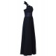 A-Line Navy Blue One-Shoulder Long Chiffon Bridesmaid Dresses/Wedding Party Dresses BD010022