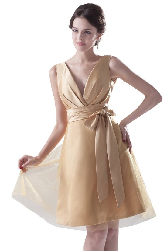 A-Line V-Neck Short Gold Bridesmaid Dresses/Wedding Party Dresses BD010031 A-Line V-Neck Short Gold Bridesmaid Dresses/Wedding Party Dresses BD010031