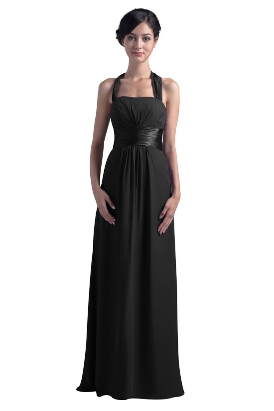 Sheath/Column Halter Long Black Chiffon Bridesmaid Dresses/Wedding Party Dresses BD010047 Sheath/Column Halter Long Black Chiffon Bridesmaid Dresses/Wedding Party Dresses BD010047