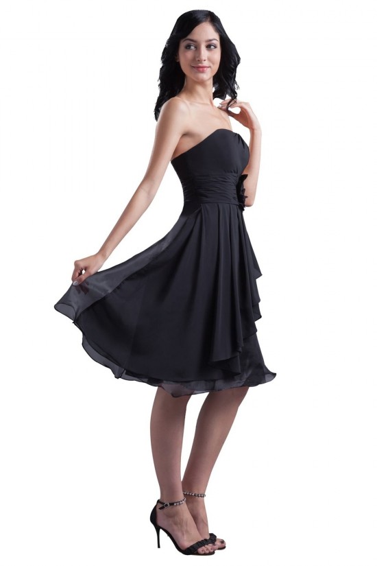 A-Line Strapless Short Black Chiffon Bridesmaid Dresses/Wedding Party Dresses BD010057 A-Line Strapless Short Black Chiffon Bridesmaid Dresses/Wedding Party Dresses BD010057