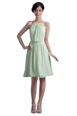 A-Line Halter Short Chiffon Bridesmaid Dresses/Wedding Party Dresses BD010068