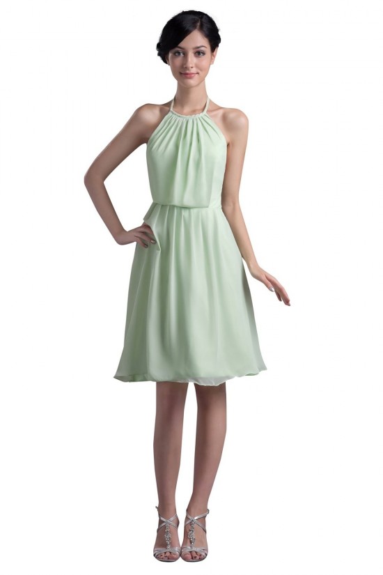 A-Line Halter Short Chiffon Bridesmaid Dresses/Wedding Party Dresses BD010068