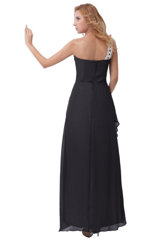 A-Line One-Shoulder Long Black Chiffon Bridesmaid Dresses/Wedding Party Dresses BD010081 A-Line One-Shoulder Long Black Chiffon Bridesmaid Dresses/Wedding Party Dresses BD010081