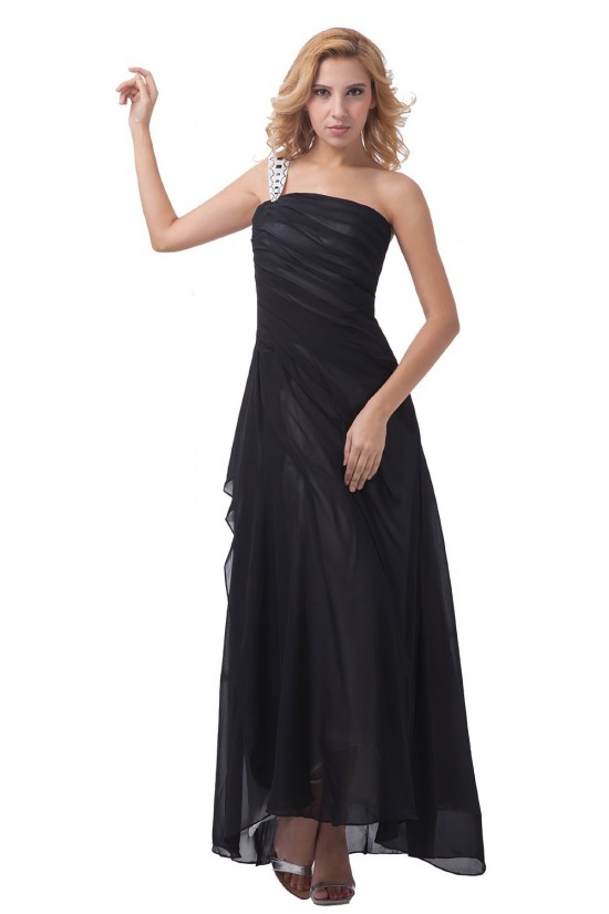 A-Line One-Shoulder Long Black Chiffon Bridesmaid Dresses/Wedding Party Dresses BD010081 A-Line One-Shoulder Long Black Chiffon Bridesmaid Dresses/Wedding Party Dresses BD010081