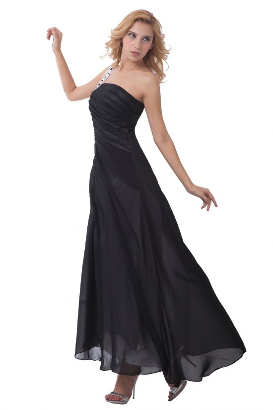 A-Line One-Shoulder Long Black Chiffon Bridesmaid Dresses/Wedding Party Dresses BD010081 A-Line One-Shoulder Long Black Chiffon Bridesmaid Dresses/Wedding Party Dresses BD010081