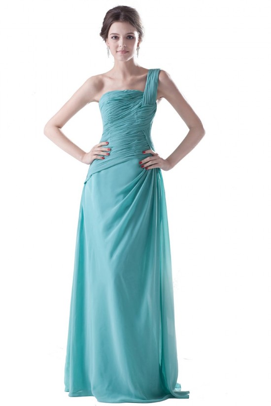 Sheath/Column One-Shoulder Long Blue Chiffon Bridesmaid Dresses/Wedding Party Dresses BD010086 Sheath/Column One-Shoulder Long Blue Chiffon Bridesmaid Dresses/Wedding Party Dresses BD010086