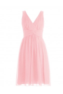 A-Line V-Neck Short Navy Blue Chiffon Bridesmaid Dresses/Wedding Party Dresses BD010093