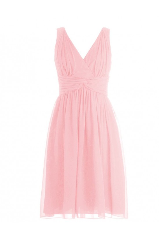 A-Line V-Neck Short Navy Blue Chiffon Bridesmaid Dresses/Wedding Party Dresses BD010093