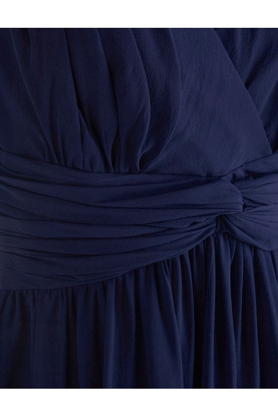 A-Line V-Neck Short Navy Blue Chiffon Bridesmaid Dresses/Wedding Party Dresses BD010093