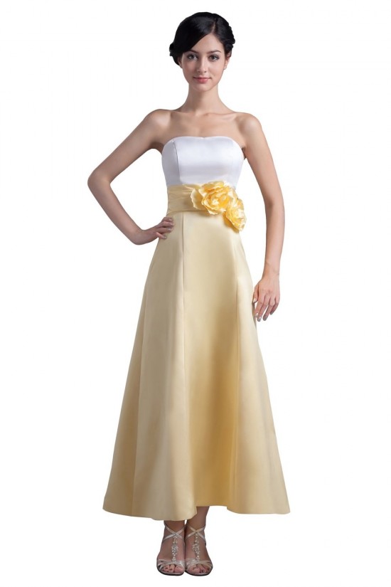 A-Line Strapless Tea Length Bridesmaid Dresses/Wedding Party Dresses BD010095 A-Line Strapless Tea Length Bridesmaid Dresses/Wedding Party Dresses BD010095