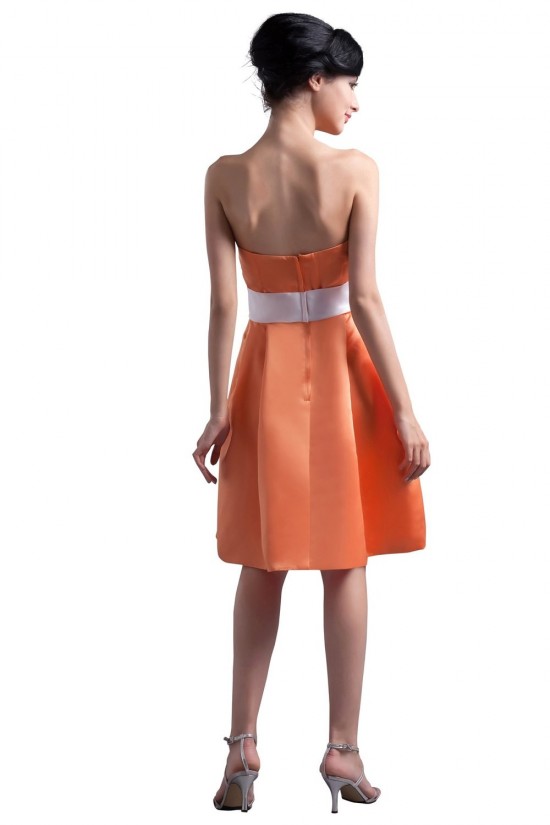 A-Line Strapless Orange Short Satin Bridesmaid Dresses/Wedding Party Dresses BD010097 A-Line Strapless Orange Short Satin Bridesmaid Dresses/Wedding Party Dresses BD010097