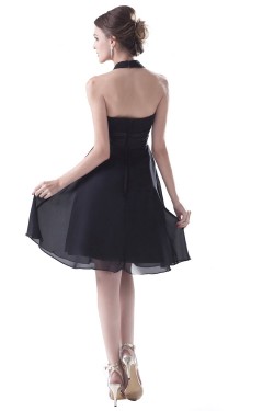 A-Line Halter Black Short Chiffon Bridesmaid Dresses/Wedding Party Dresses BD010112