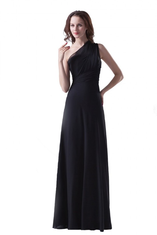 A-Line One-Shoulder Long Black Chiffon Bridesmaid Dresses/Wedding Party Dresses BD010117 A-Line One-Shoulder Long Black Chiffon Bridesmaid Dresses/Wedding Party Dresses BD010117