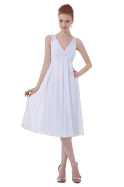 A-Line V-Neck Short White Chiffon Bridesmaid Dresses/Wedding Party Dresses BD010122