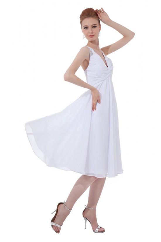 A-Line V-Neck Short White Chiffon Bridesmaid Dresses/Wedding Party Dresses BD010122 A-Line V-Neck Short White Chiffon Bridesmaid Dresses/Wedding Party Dresses BD010122