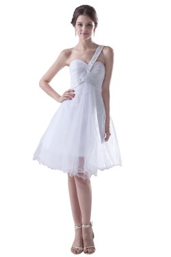 A-Line One-Shoulder Beaded White Short Bridesmaid Dresses/Wedding Party Dresses BD010123