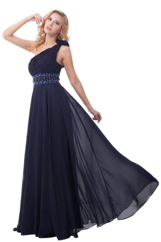 Sheath/Column One-Shoulder Beaded Navy Blue Long Bridesmaid Dresses/Wedding Party Dresses/Evening Dresses BD010153 Sheath/Column One-Shoulder Beaded Navy Blue Long Bridesmaid Dresses/Wedding Party Dresses/Evening Dresses BD010153