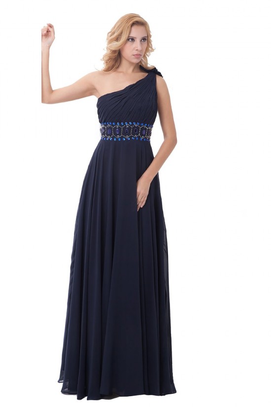 Sheath/Column One-Shoulder Beaded Navy Blue Long Bridesmaid Dresses/Wedding Party Dresses/Evening Dresses BD010153 Sheath/Column One-Shoulder Beaded Navy Blue Long Bridesmaid Dresses/Wedding Party Dresses/Evening Dresses BD010153