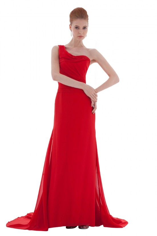 A-Line One-Shoulder Long Red Chiffon Bridesmaid Dresses/Wedding Party Dresses BD010158 A-Line One-Shoulder Long Red Chiffon Bridesmaid Dresses/Wedding Party Dresses BD010158