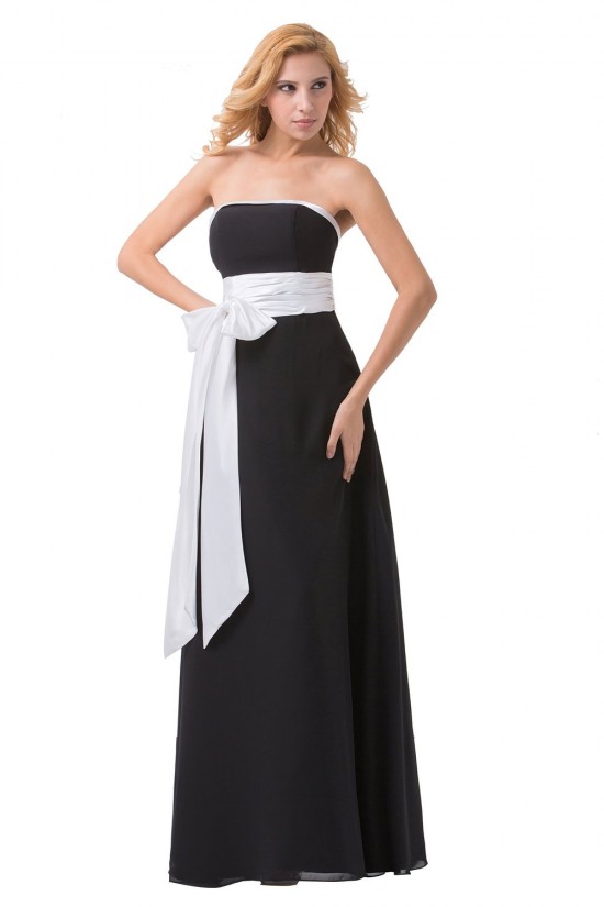 A-Line Strapless Black White Long Chiffon Bridesmaid Dresses/Wedding Party Dresses BD010170 A-Line Strapless Black White Long Chiffon Bridesmaid Dresses/Wedding Party Dresses BD010170