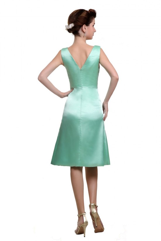 A-Line V-Neck Knee-Length Mint Green Satin Bridesmaid Dresses/Wedding Party Dresses BD010180 A-Line V-Neck Knee-Length Mint Green Satin Bridesmaid Dresses/Wedding Party Dresses BD010180